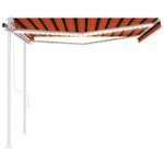 vidaXL Auvent automatique capteur de vent/LED 4x3 5 m Orange et marron