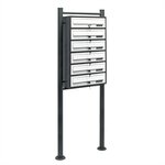 Bloc 6 boites aux lettres pied support 6 compartiment superposé anthracite et blanc