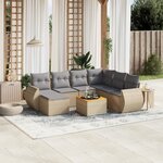 vidaXL Salon de jardin avec coussins 8 Pièces beige résine tressée