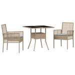 vidaXL Ensemble de salle à manger de jardin 3 pièces Beige Poly Rotin