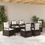 vidaXL Set de 7 pièces de salle à manger de jardin marron en rotin synthétique