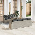 vidaXL Ensemble de Canapé de Jardin 8 pièces avec Coussins Gris Clair en Rattan Poly