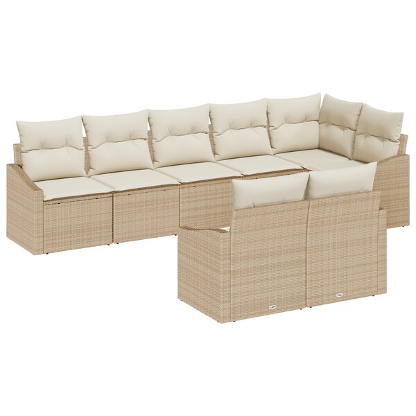 vidaXL Ensemble de salle à manger de jardin 8 pièces avec coussins Beige Poly Rattan