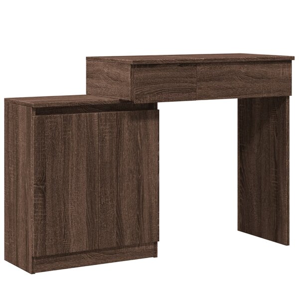 vidaXL Coiffeuse avec LED chêne marron 115x37x110 5 cm
