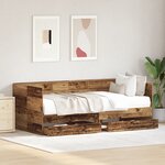 vidaXL Lit de jour avec tiroirs Bois ancien Bois d'ingénierie 90 x 200 cm