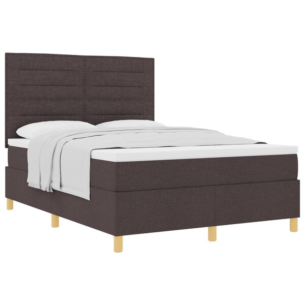 vidaXL Lit à ressorts avec matelas marron foncé 140x200 cm tissu