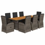 vidaXL Ensemble à manger de jardin 9 Pièces coussins gris résine tressée