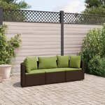 vidaXL Salon de jardin avec coussins 3 Pièces marron résine tressée
