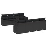 Canapé de Jardin 10 Pièces avec Coussins en Rattan Noir