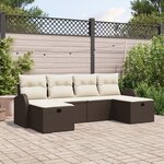 Canapé de jardin 6 pièces avec coussins marron Poly Rattan