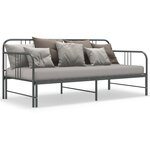 vidaXL Cadre de canapé-lit extensible sans matelas gris métal 90x200cm