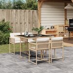 vidaXL Ensemble à manger de jardin avec coussins 5Pièces Beige poly rotin