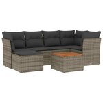 vidaXL Salon de jardin avec coussins 7 Pièces gris résine tressée