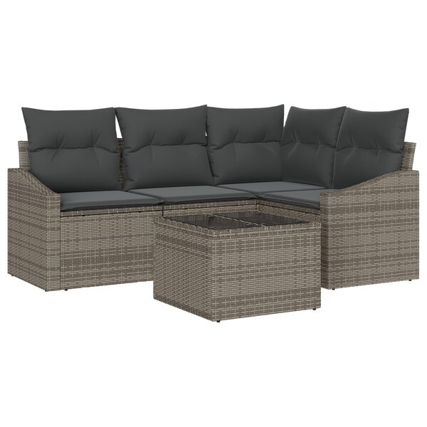 vidaXL Ensemble de jardin 4 pièces avec coussins en rotin poly noir