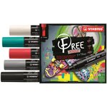 Etui carton 5 marqueurs pointe large FREE acrylic T800C Set 2 'Bold' x 5 STABILO