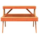 vidaXL Table de pique-nique cire marron 105x134x75 cm bois massif pin