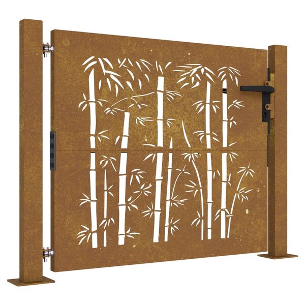 vidaXL Portail de jardin 105x105 cm acier corten design de bambou