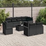 vidaXL Salon de jardin 9 Pièces avec coussins noir résine tressée