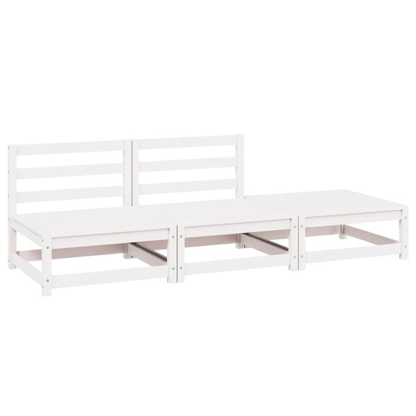 vidaXL Salon de jardin 3 Pièces Blanc Bois de pin massif