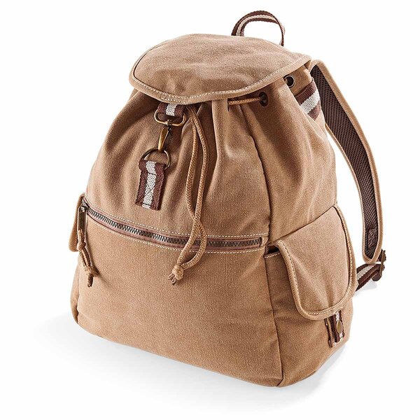 Sac à dos toile - look usé style vintage - beige sahara - QD612 - mixte homme / femme