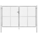 vidaXL Porte de jardin Acier galvanisé 306x200 cm Argenté