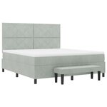 vidaXL Lit box spring avec matelas et banc gris clair 180x200 cm velours