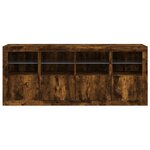 vidaXL Buffet avec lumières LED chêne fumé 163x37x67 cm