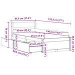 vidaXL Lit avec tiroirs et matelas 90x190 cm bois massif de pin