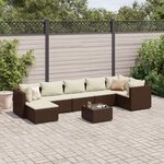 vidaXL Salon de jardin avec coussins 8 Pièces marron résine tressée