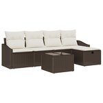 vidaXL Ensemble de canapé de jardin 6 pièces avec coussins marron en poly rattan