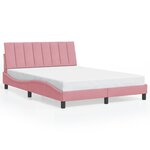 vidaXL Cadre de lit avec tête de lit Rose 120x200 cm Velours