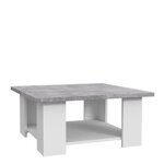 Table Basse - Blanc/Béton Gris Clair - L 67 x P 67 x H 31 cm - PILVI