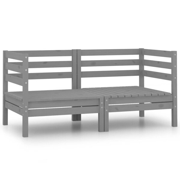 vidaXL Canapés d'angle de jardin 2 Pièces gris bois de pin massif