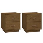  vidaXL Tables de chevet 2 Pièces Marron miel 40x34x45 cm Bois pin massif