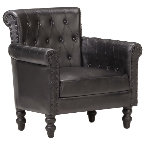 vidaXL Fauteuil Noir Cuir de chèvre véritable
