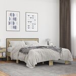 vidaXL Cadre de lit chêne sonoma 140x190 cm bois d'ingénierie et métal