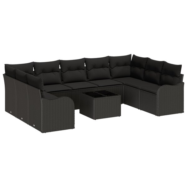 vidaXL Ensemble de canapés de jardin 10 pièces avec coussins en poly rotin beige