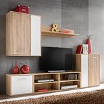 vidaXL Ensemble de meuble TV de 5 pièces en bois d'ingénierie blanc et chêne sonoma