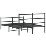 vidaXL Cadre de lit métal avec tête de lit/pied de lit noir 135x190 cm