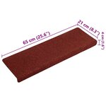 vidaXL Tapis d'escalier 15 Pièces Tissu aiguilleté 65x21x4 cm Rouge