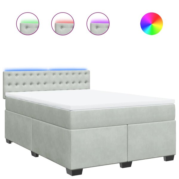 vidaXL Sommier à lattes de lit et matelas Gris clair 140x190cm Velours