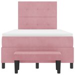 vidaXL Lit à ressort avec matelas et banc Rose 120x200 cm Velours