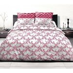 Parure de couette 220 x 240 cm : Housse de couette + 2 taies d'oreiller - 100  Coton - Bordeaux