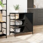 vidaXL Chariot de cuisine noir 87 5x38 5x84 5 cm bois d'ingénierie