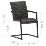 vidaXL Chaises à manger cantilever lot de 4 noir cuir véritable