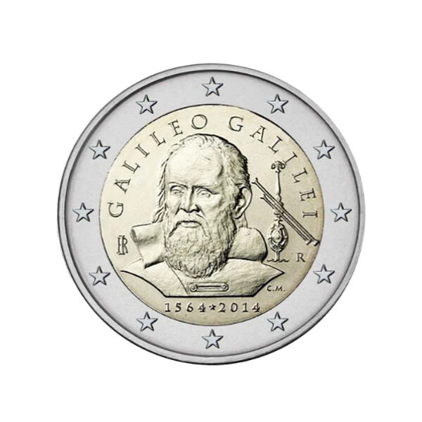 Monnaie 2 euros commémorative italie 2014 - galileo galilei
