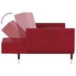 vidaXL Canapé-lit à 2 places et deux oreillers Rouge bordeaux Velours