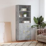 vidaXL Buffet haut Gris béton 69 5x34x180 cm Bois d'ingénierie