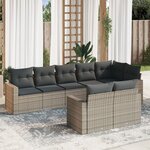 vidaXL Salon de jardin 8 Pièces avec coussins gris résine tressée