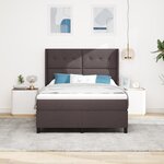 Lit Box Spring vidaXL avec Matelas & LED en Marron Foncé  140x190 cm  Tissu